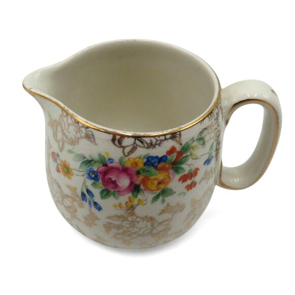 LORD NELSON Ware Pink Floral Creamer Gold Detailing England Vintage - Picture 1 of 12